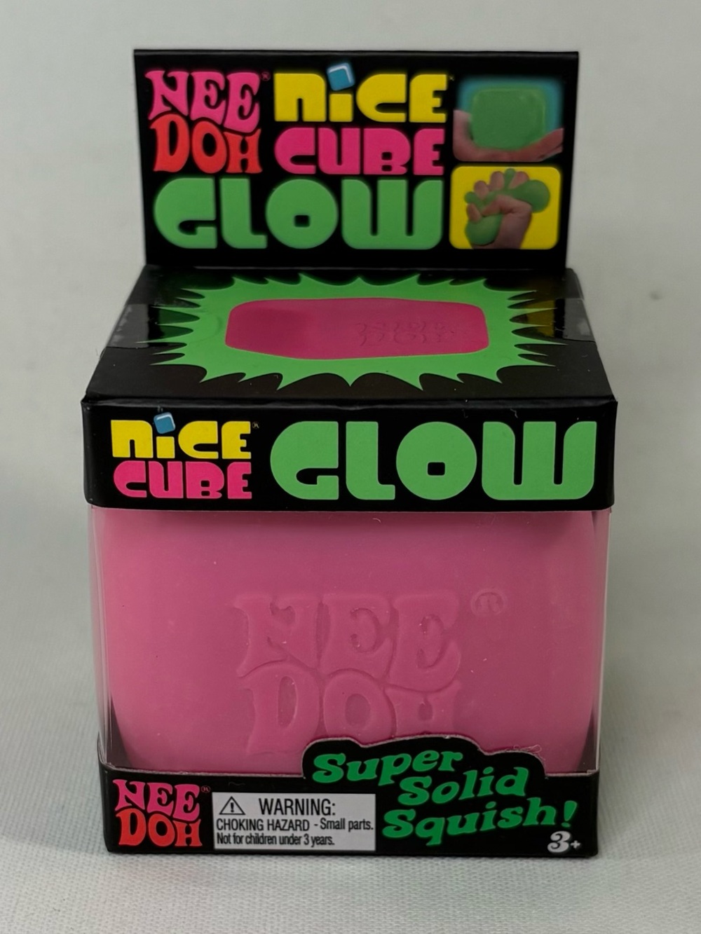 🎀 [BRAND NEW] NEE DOH NICE CUBE GLOW IN THE DARK PINK SQUISHY VIRAL FIDGET TOY